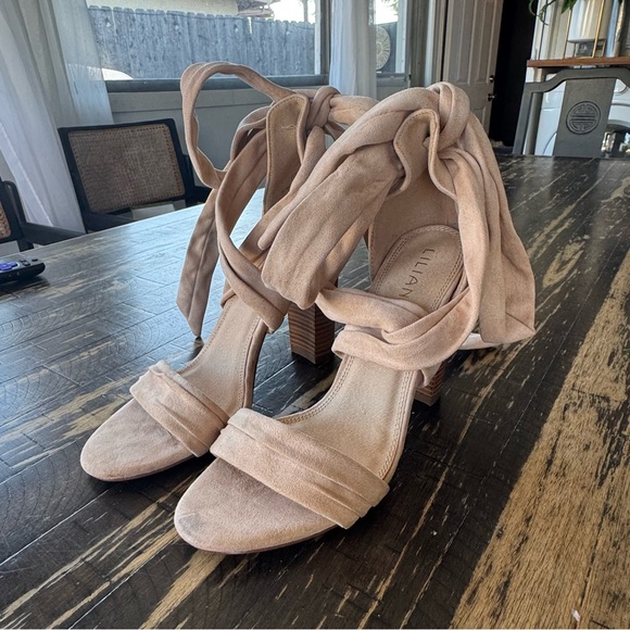 💫 LILIANA Nude Suede Wrap-Tie Block Heels – Size 10 (NWT) - Picture 17 of 17